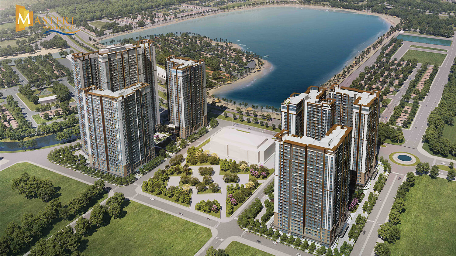 Toàn cảnh dự án Masteri Waterfront với 6 tòa căn hộ ở vị trí trung tâm Ocean Park. Ảnh: Masteri Waterfront