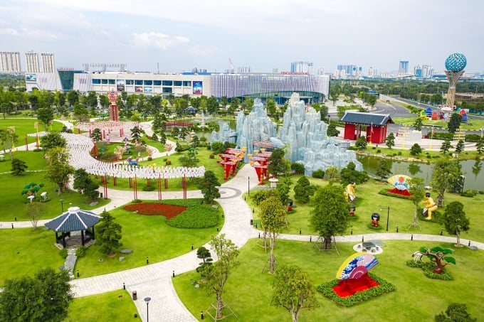 Những mảng xanh được kiến tạo tại Vinhomes Smart City, mang tới bầu không khí trong lành, khoáng đạt cho cư dân. Ảnh: Vinhomes