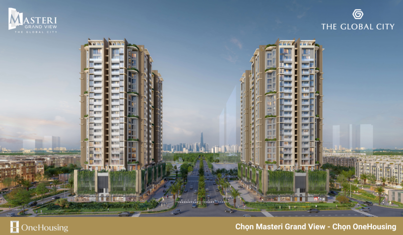 Phối cảnh 2 tòa Spark & Glow thuộc dự án phân khu cao tầng Masteri Grand View (Nguồn: OneHousing)