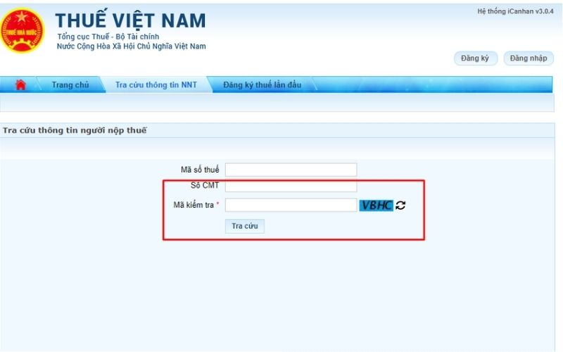 Tra thuế điện tử ở cổng thông tin của Tổng cục Thuế