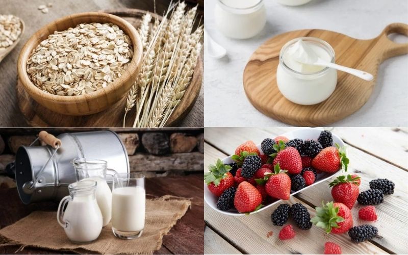 Chuẩn bị nguyên liệu làm yến mạch ngâm sữa để qua đêm