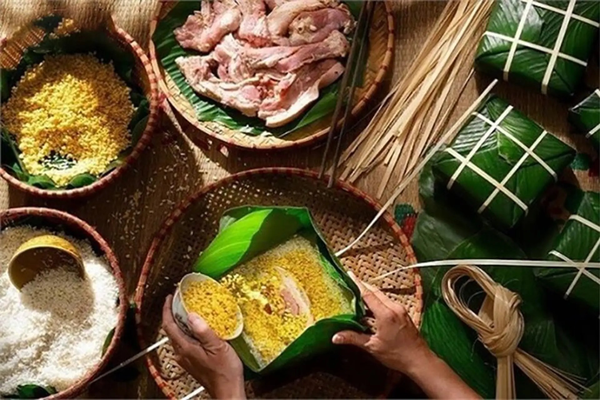 Lượng chất béo trong nhân bánh chưng khiến mức calo tăng nhanh hơn