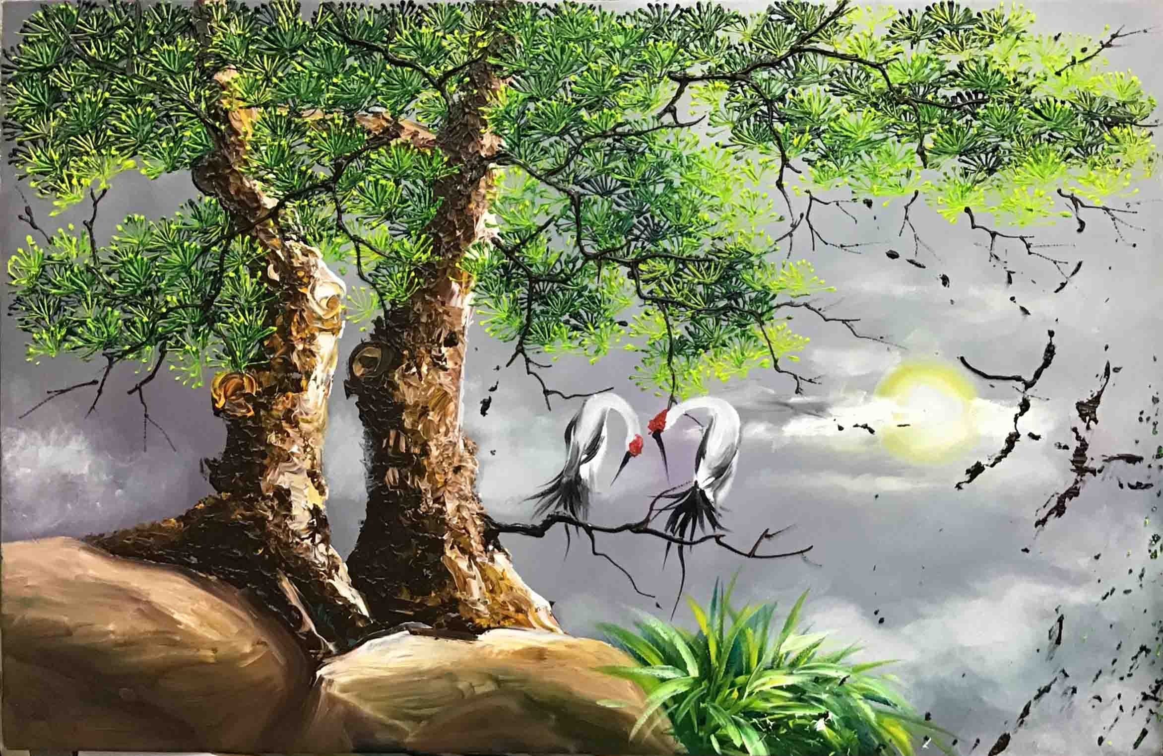 Nhâm Tuất 1982 nên chọn tranh cây tùng, thuyền buồm hoặc tranh sơn thủy để đón vượng khí năm 2026