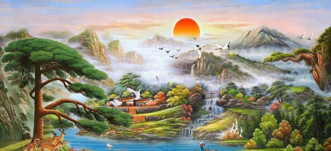 Bính Dần 1986 nên chọn tranh có yếu tố Hỏa vừa phải, thêm một chút Thổ hoặc Thủy để cân bằng năng lượng ngũ hành