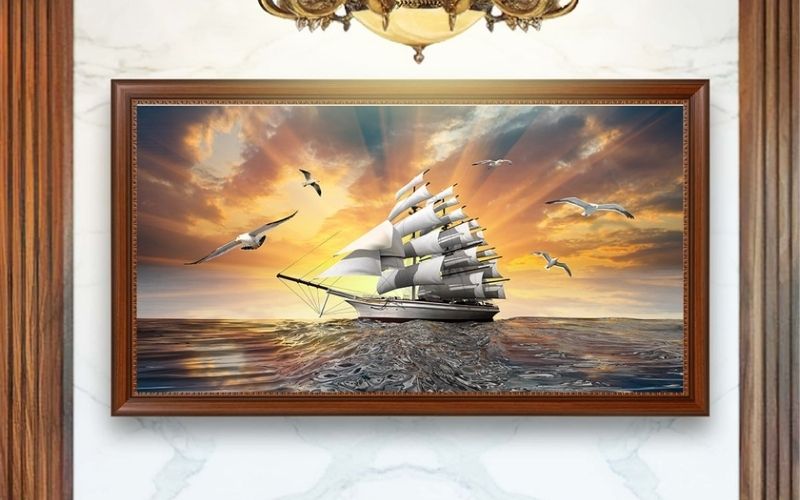 Hình ảnh con thuyền no gió mang ý nghĩa thuận lợi, giúp công việc “thuận buồm xuôi gió”