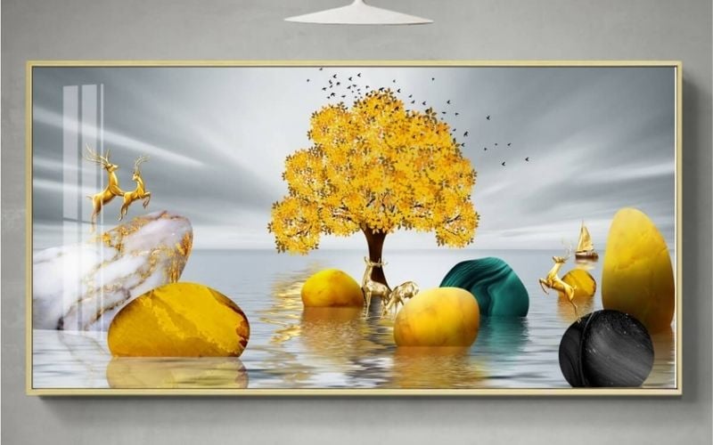 Tranh cây vàng tài lộc mang năng lượng thịnh vượng, giúp công việc phát đạt năm 2026