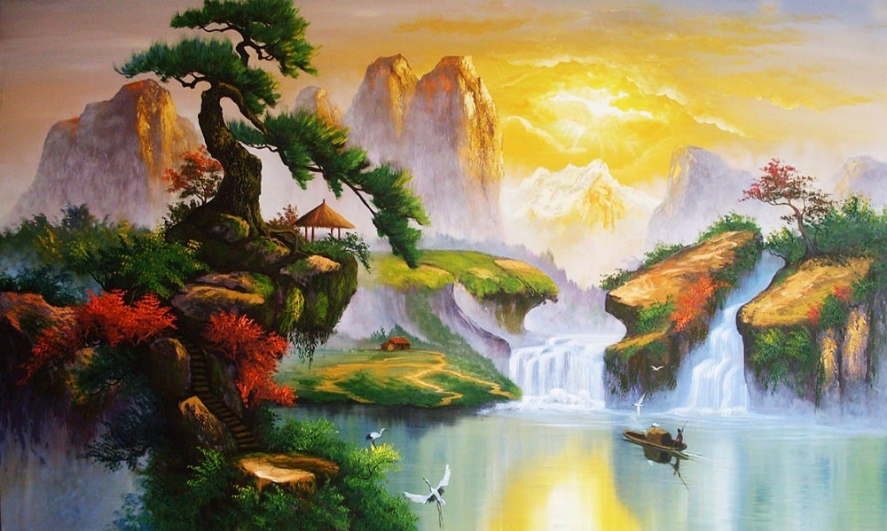 Ất Hợi 1995 nên chọn tranh có các yếu tố Thủy - Thổ - Hỏa hài hòa và một chút Mộc để dưỡng mệnh tốt hơn