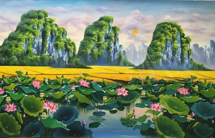 Tranh sen nước phù hợp với tuổi Thân mệnh Thủy