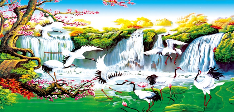 Tranh tùng hạc diên niên biểu trưng cho trường thọ