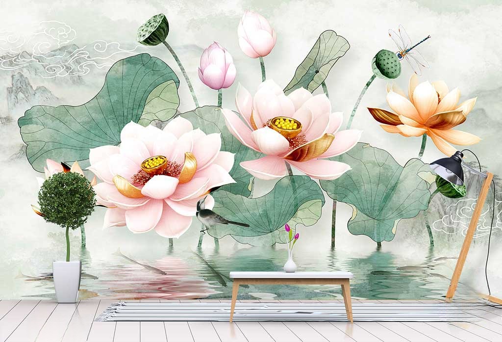 Tranh hoa sen biểu tượng cho trí tuệ, phù hợp gia chủ tuổi Quý Mão 1963