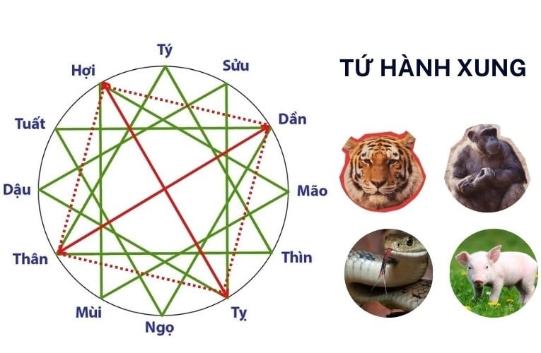Tứ hành xung là một trong các yếu tố nào quyết định sự xung khắc
