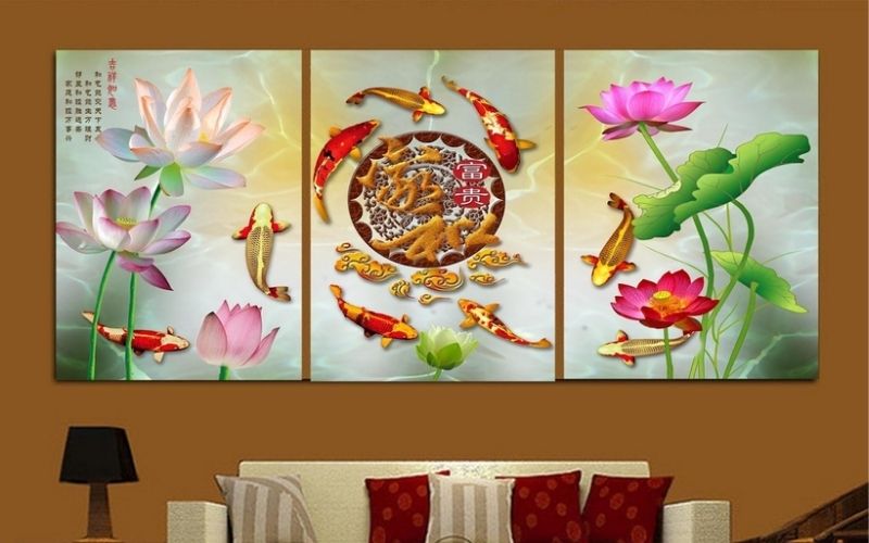 Cửu ngư quần hội - biểu tượng của tài lộc sung túc và hạnh phúc viên mãn