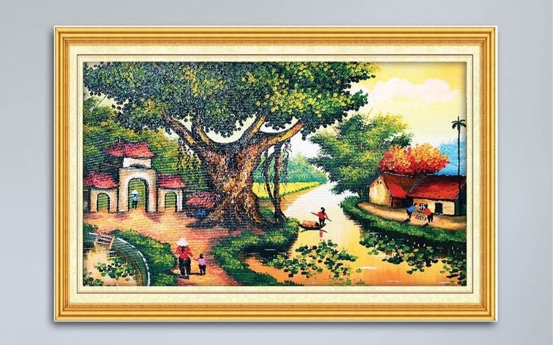 Tranh đồng quê, rừng cây, cây cổ thụ biểu trưng cho sự bền vững, hợp với tuổi Quý Mùi