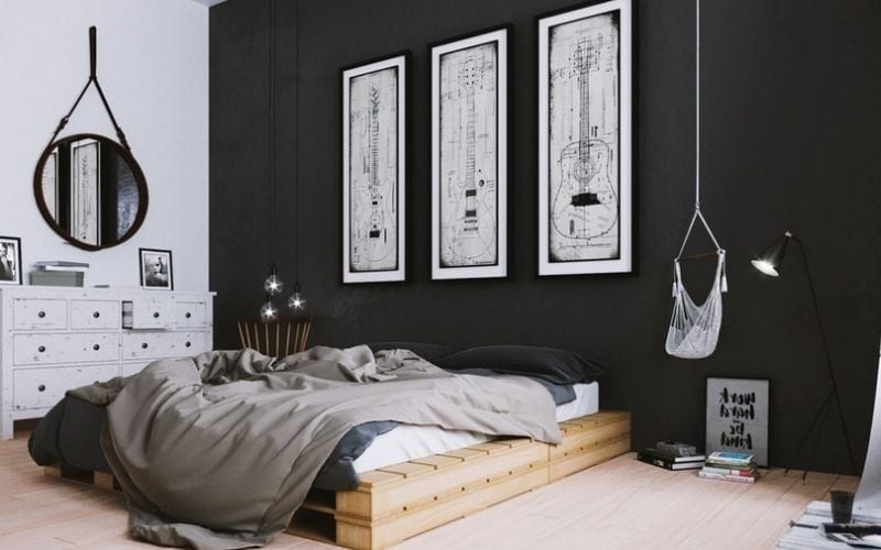 Màu sơn đen tương sinh tạo chiều sâu và nét cá tính cho phòng bé Canh Dần