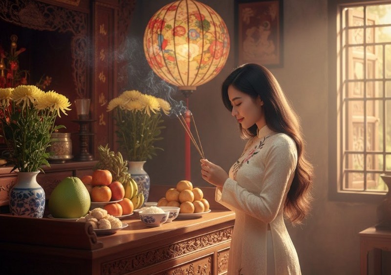 Ngày rằm tháng 10 âm lịch là dịp để gia đình thắp hương, làm lễ cúng tổ tiên