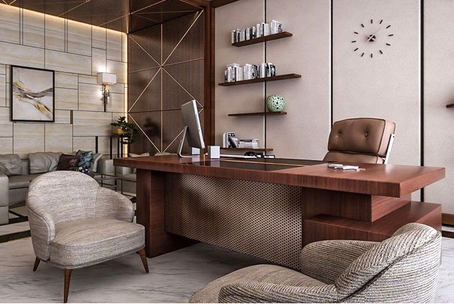 Bàn làm việc không nên đặt quay lưng ra cửa hoặc đối diện trực tiếp với cửa ra vào