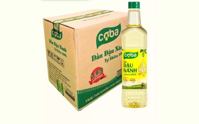 Một thùng dầu đậu nành COBA 100% tự nhiên 1L gồm 12 cha