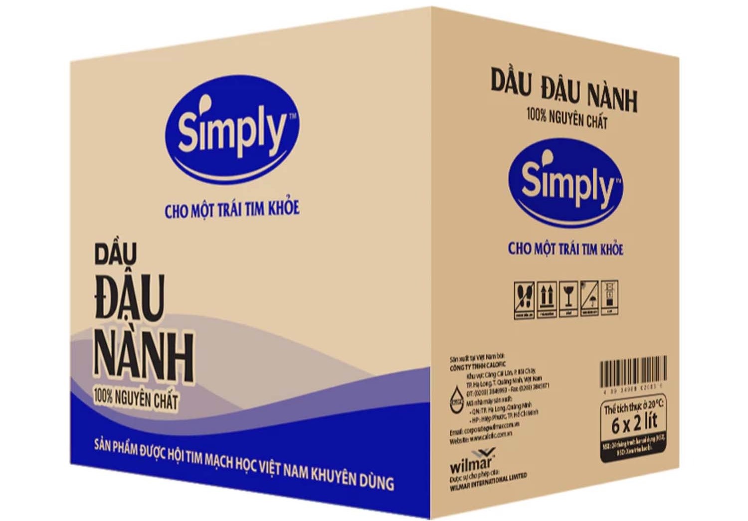 Dầu ăn SIMPLY đậu nành loại 2L hiện được đóng theo thùng 6 chai