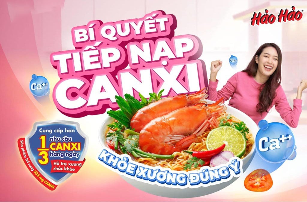 Mì HẢO HẢO tôm chua cay bổ sung canxi được yêu thích