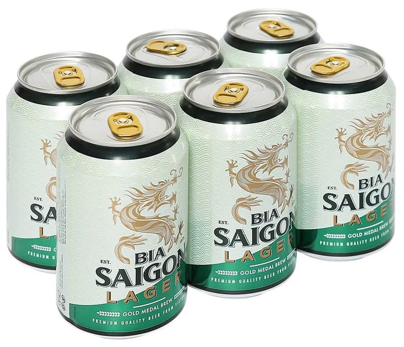 Bia SAIGON LAGER thường được đóng gói với thùng 24 lon hoặc lốc nhỏ 6 lon