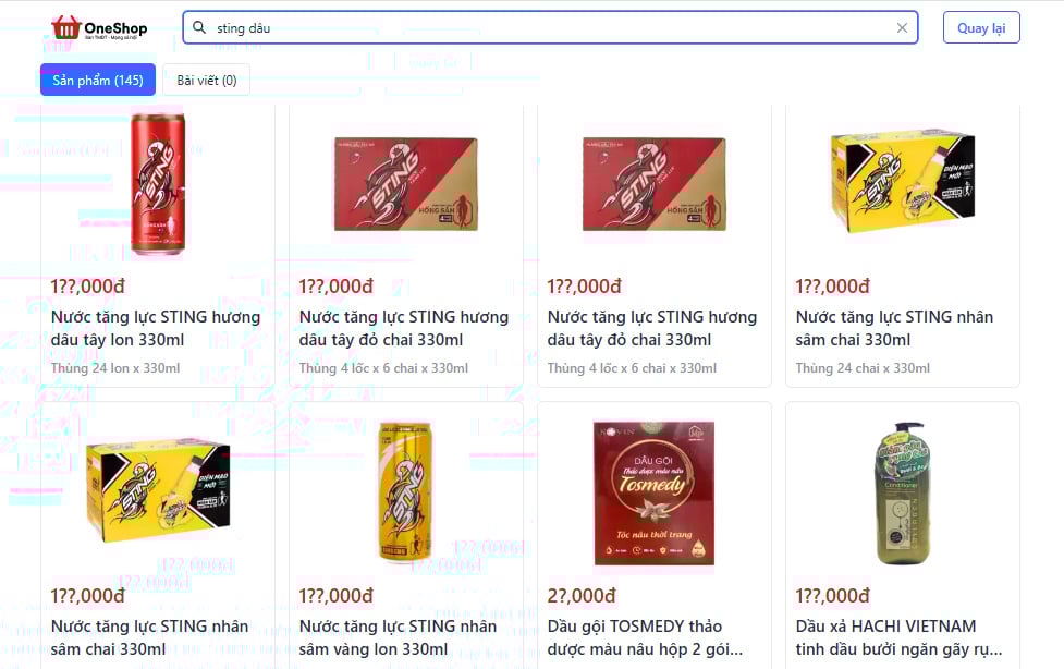 OneShop là địa chỉ mua nước tăng lực STING hương dâu tây đỏ giá tốt, đảm bảo chất lượng