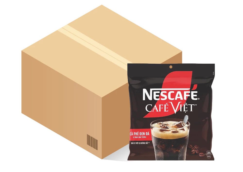 1 thùng cà phê đen hòa tan NESCAFÉ Café Việt bịch 560g được đóng gói với 12 bịch