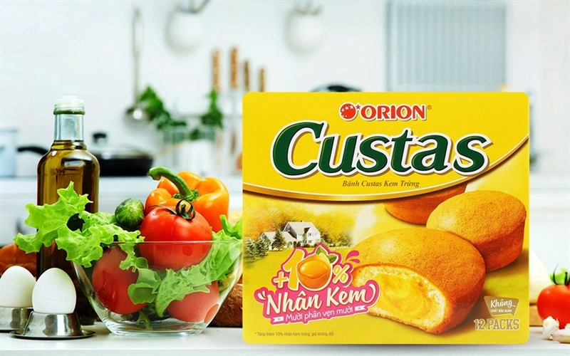 Bánh ORION CUSTAS kem trứng hộp 282g có giá từ 50.000 đến 70.000 đồng