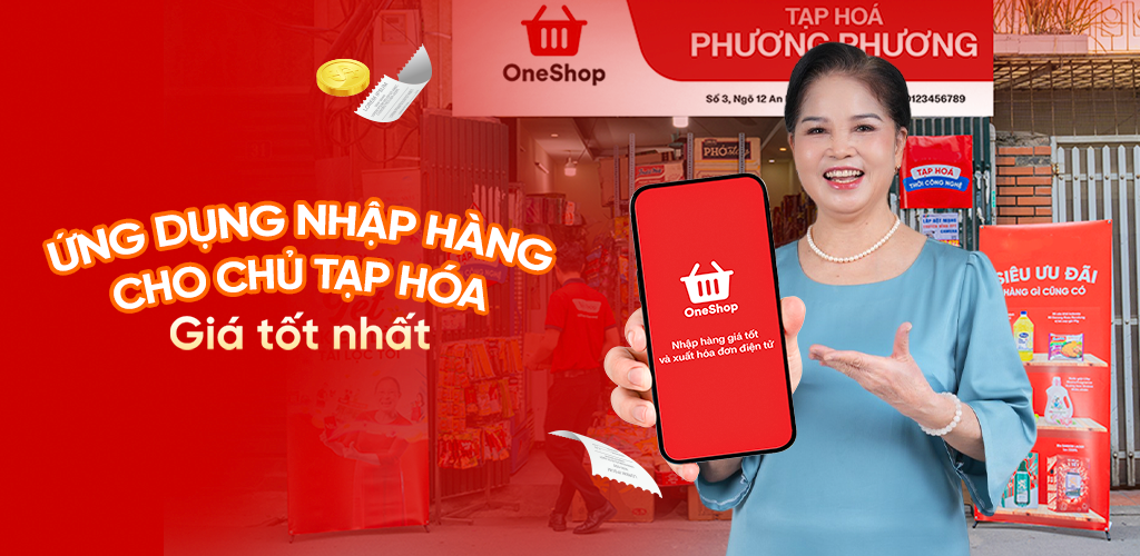 Tiểu thương có thể nhập bánh CHOCO-PIE ORION qua ứng dụng OneShop để được hưởng ưu đãi 