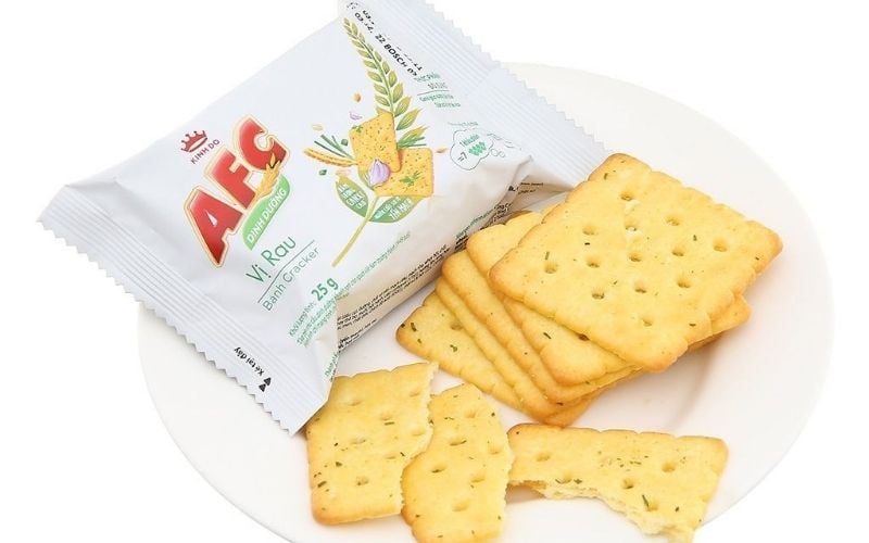Bánh AFC vị rau mang hương vị mặn dịu, phù hợp cho bữa ăn phụ mỗi ngày