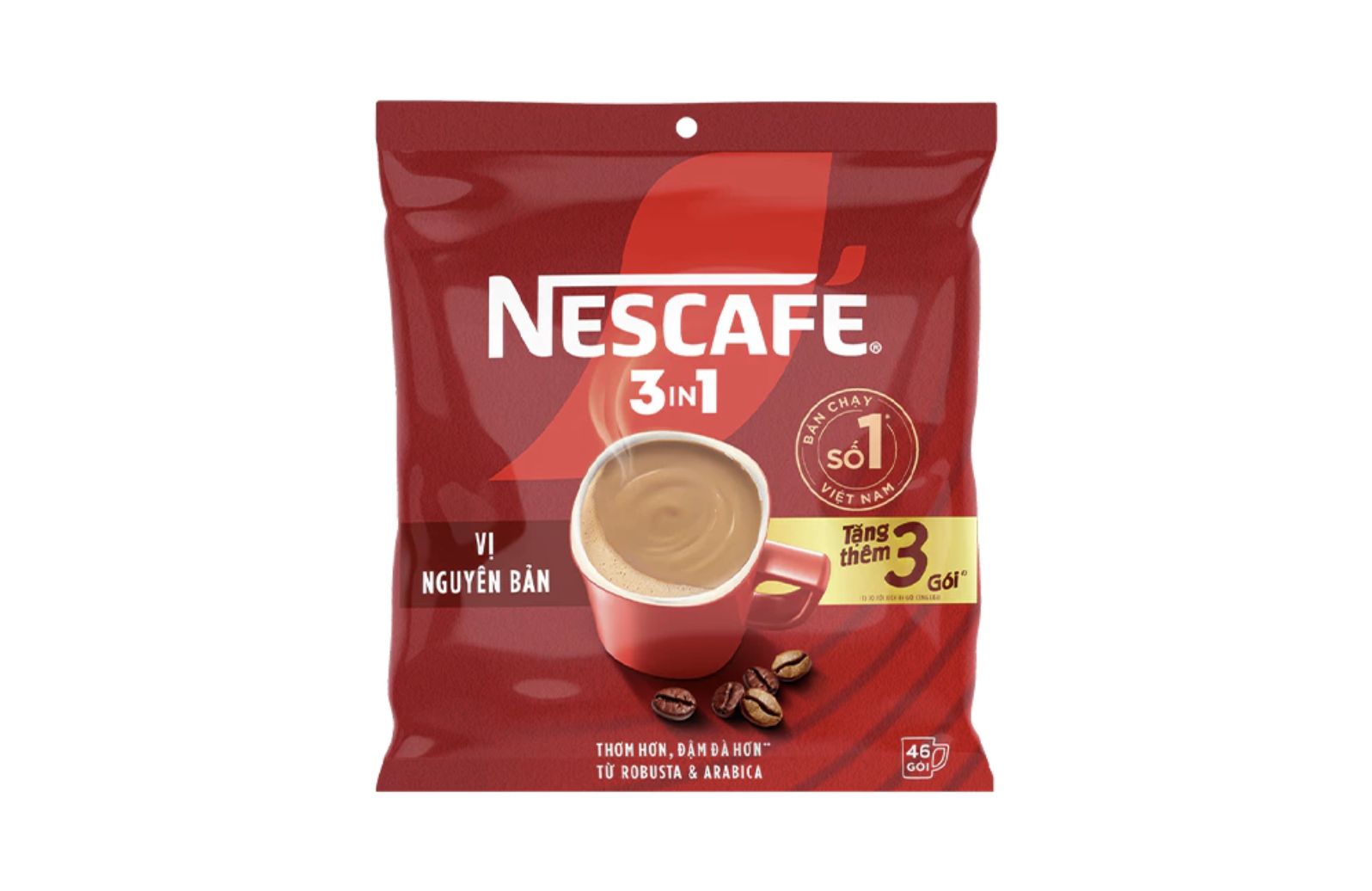 1 thùng cà phê NESCAFÉ 3in1 vị nguyên bản bịch đỏ 784g có 14 gói