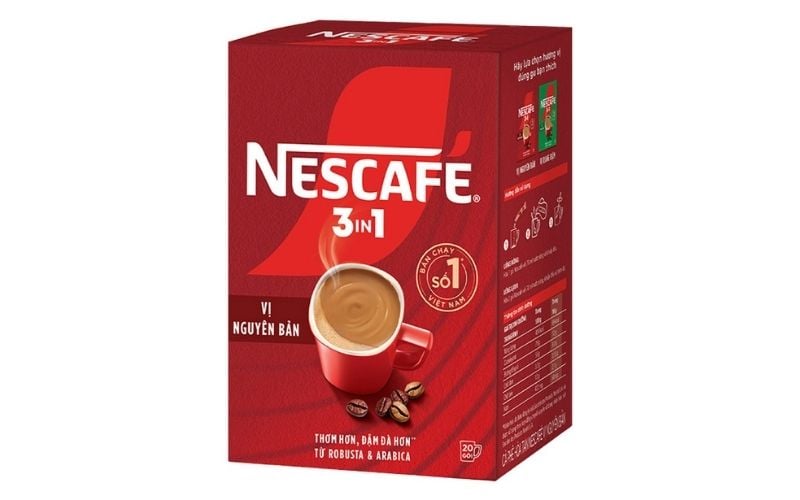 Hộp cà phê NESCAFÉ 3in1 vị nguyên bản hiện có giá khoảng 60.000đ - 75.000đ/hộp
