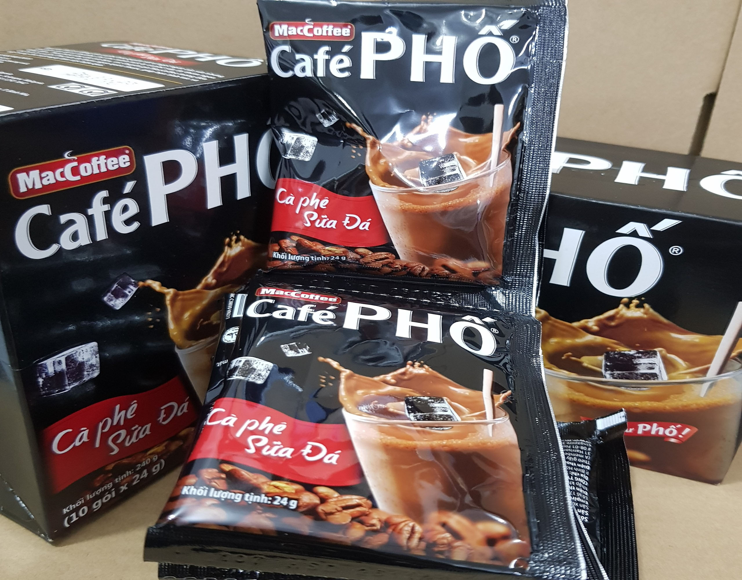 CAFÉ PHỐ sữa đá thường được đóng thùng lớn 60 hộp
