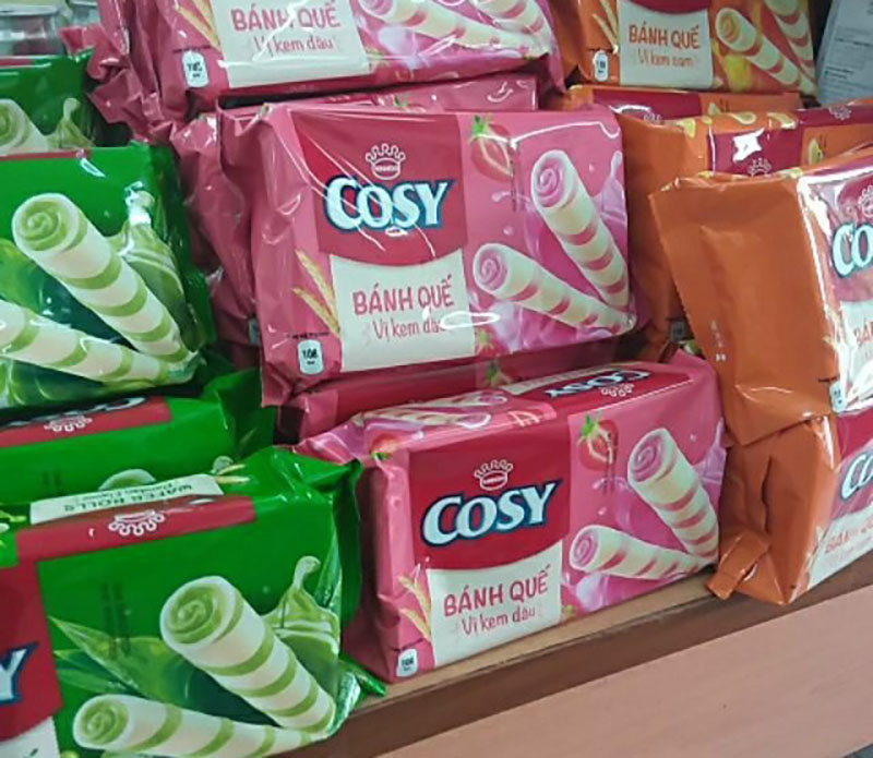 Bánh quế COSY là sản phẩm quen thuộc ở khắp các điểm bán lẻ trên toàn quốc
