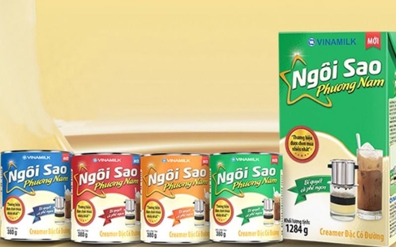 Các dòng sữa đặc Ngôi sao Phương Nam được phân biệt bằng màu sắc bao bì