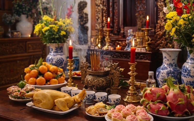 Mâm cúng mùng 1 tháng 3 âm lịch cầu mong cho khởi đầu thuận lợi, giữ trọn bình an