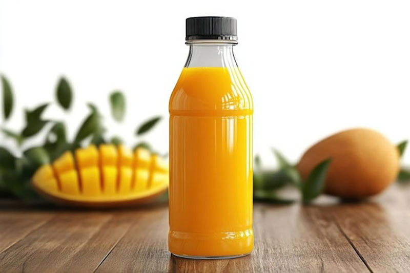 Nước xoài đóng chai thường bao gồm nước xoài cô đặc, nước tinh khiết, đường và một số phụ gia cần thiết