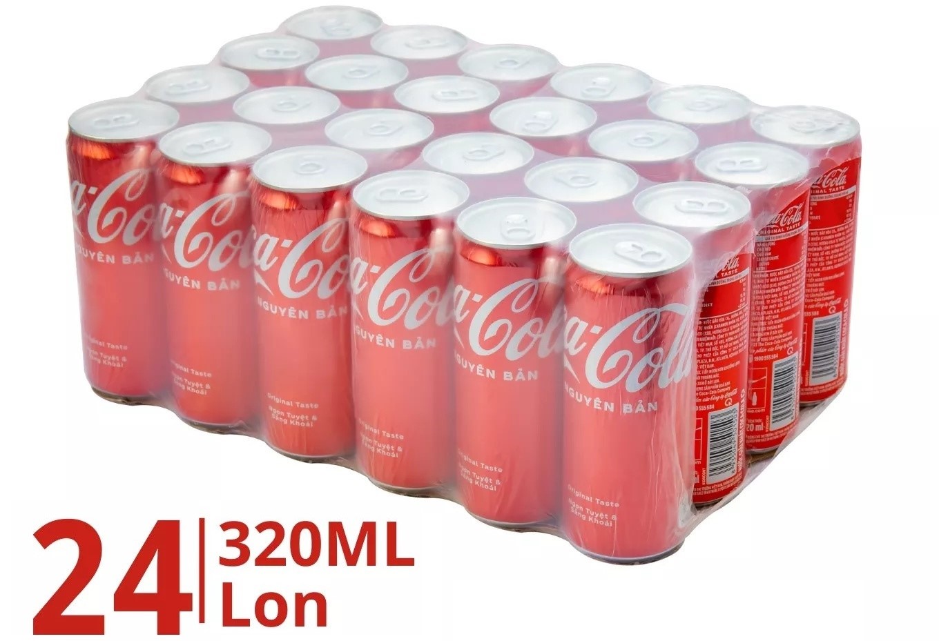 Nước ngọt Coca được đóng gói theo quy chuẩn 24 lon/thùng để thuận tiện cho vận chuyển và phân phối