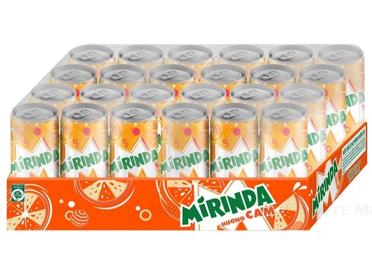 Nước ngọt Mirinda dạng thùng 24 lon là lựa chọn phổ biến trên thị trường