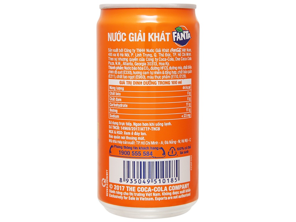 Nước ngọt Fanta cung cấp khoảng 40 - 44 calo/100ml