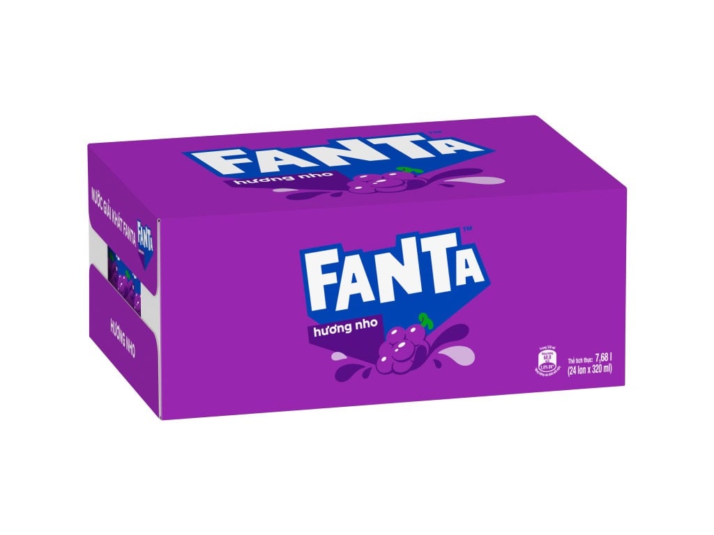 Nước ngọt có ga Fanta thường được đóng thùng 24 lon 320ml