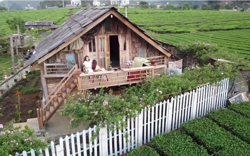 Không gian gỗ ấm áp với view đồi chè tại The Meadow Mộc Châu