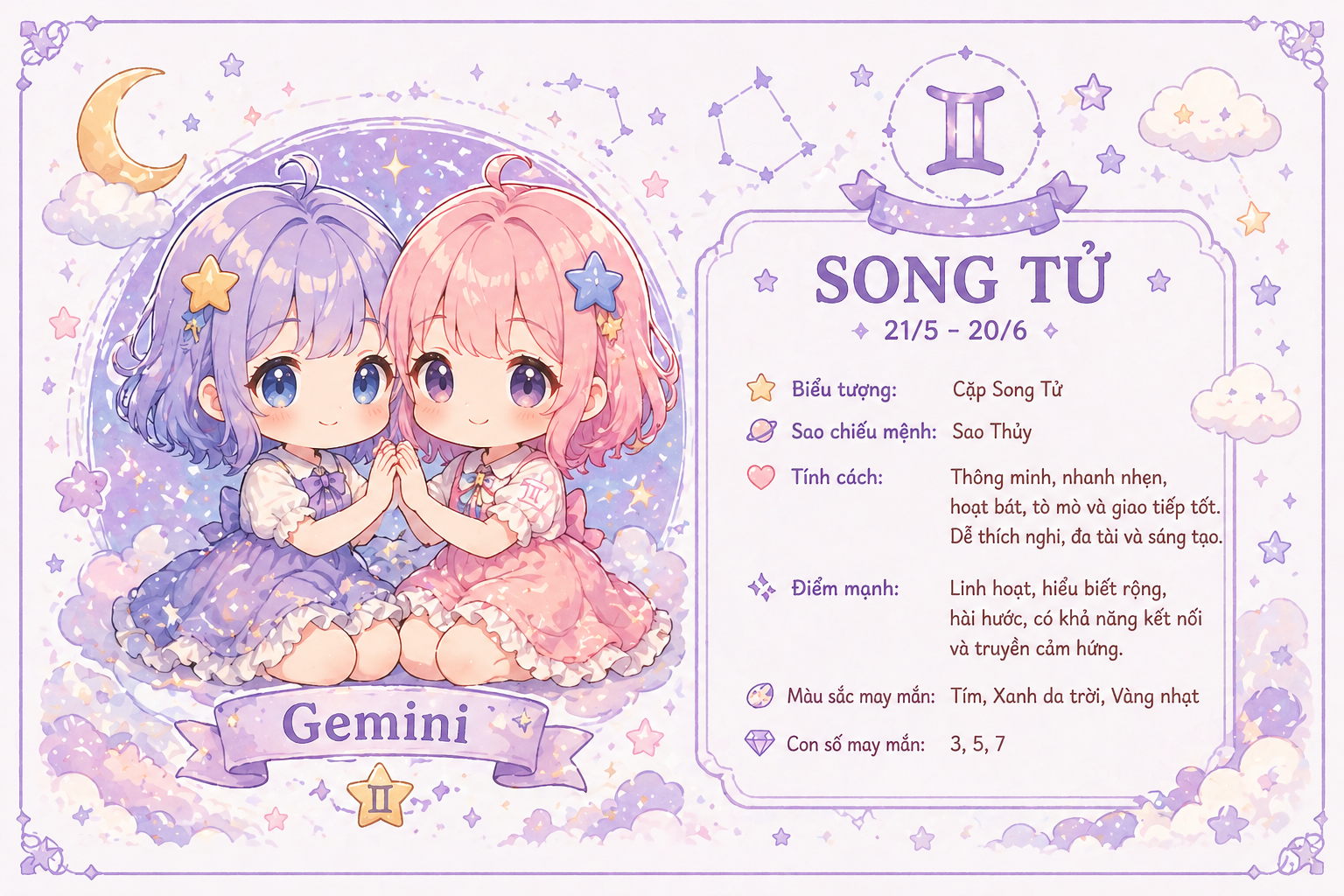 Hôm nay cung Song Tử sẽ đón nhận được sự giúp đỡ từ quý nhân nên mọi việc trong ngày đều diễn ra thuận lợi