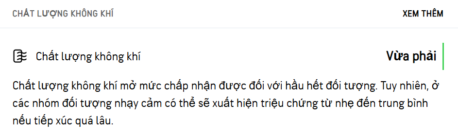Người nhạy cảm (trẻ em, người cao tuổi) nên tránh hoạt động ngoài trời lâu vào giờ cao điểm ô nhiễm