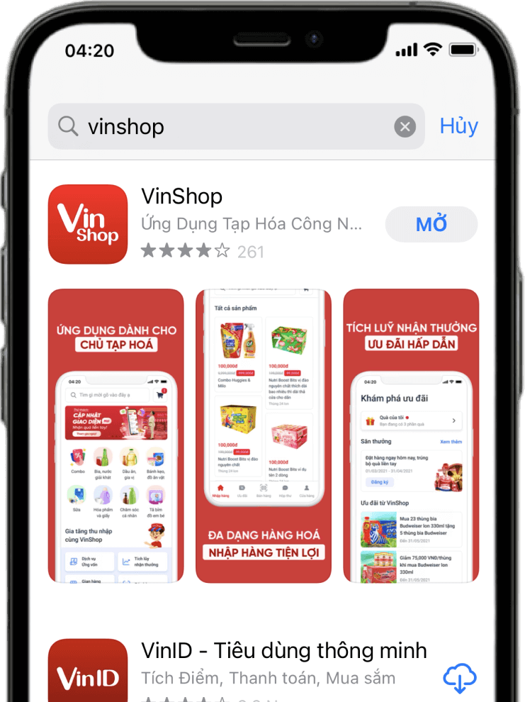 Bước 1.1. Tải ứng dụng VinShop