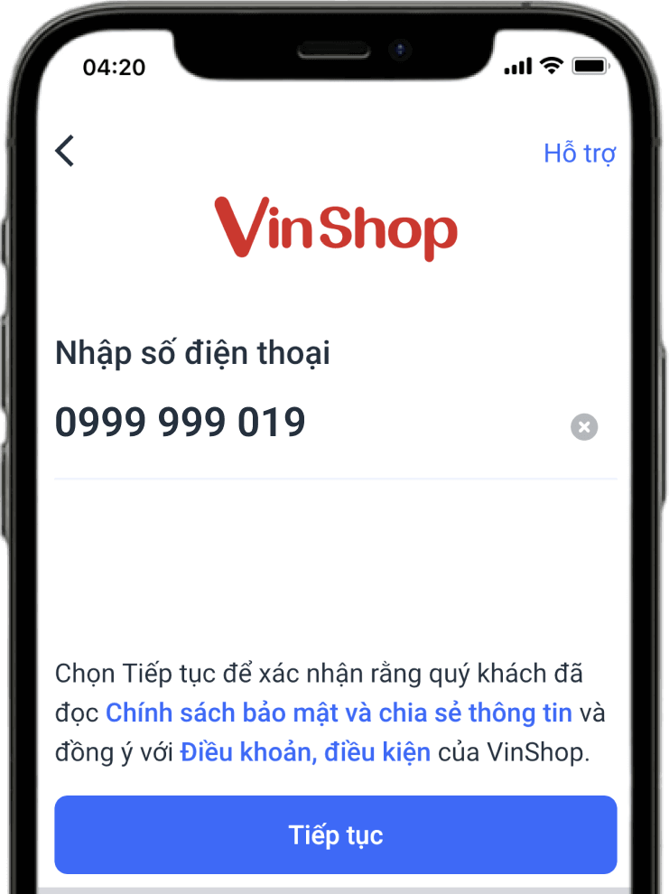 Bước 1.2. Nhập số điện thoại