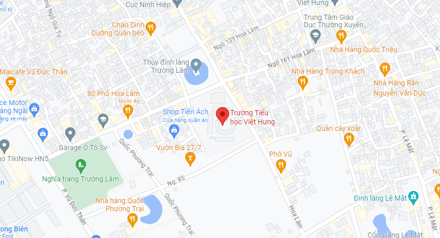 Vị trí trường tiểu học Việt Hưng, Long Biên, Hà Nội