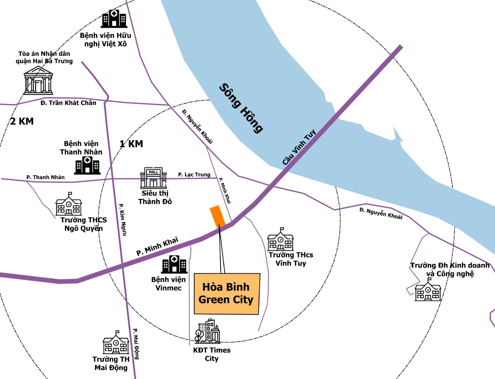 Chung cư Hòa Bình Green City quận Hai Bà Trưng có địa chỉ cụ thể ở đâu?